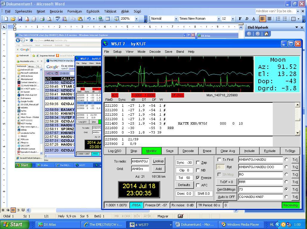 Föld-Hold-Föld (EME) összeköttetések 50MHz-en