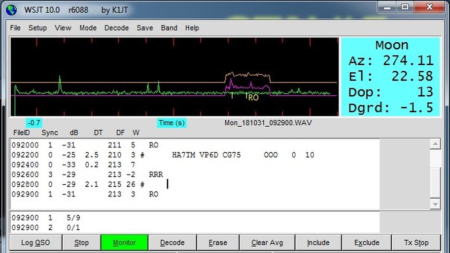 Föld-Hold-Föld (EME) összeköttetések 50MHz-en